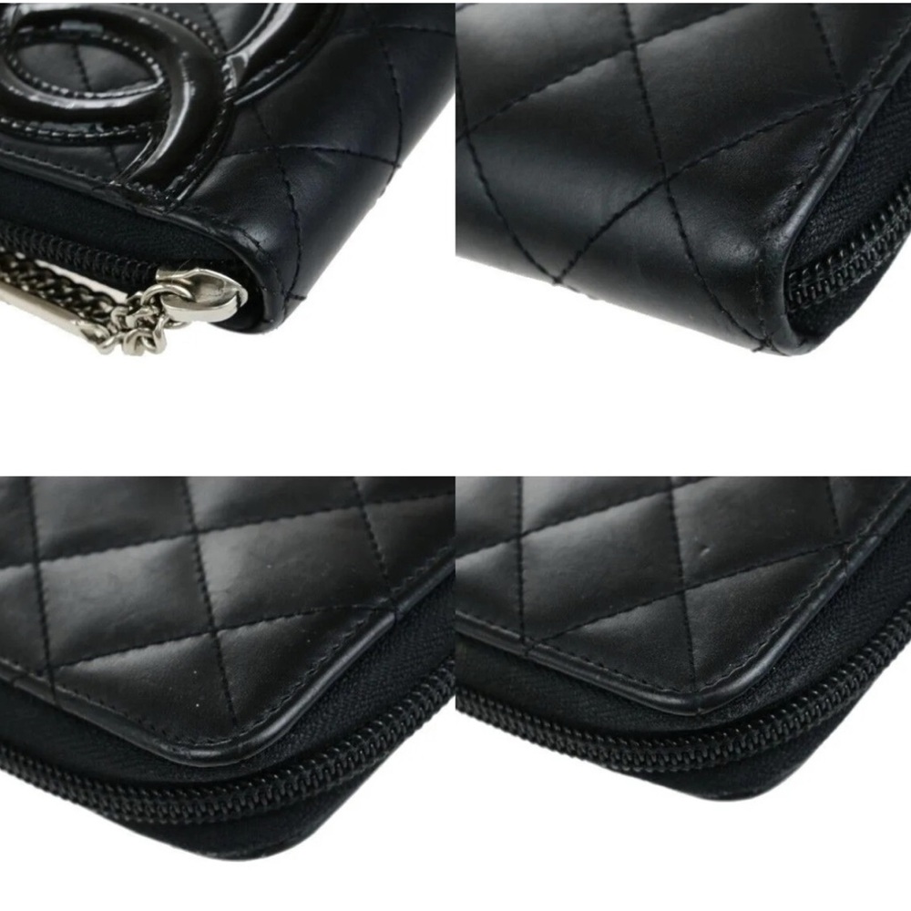Auth New Chanel Cambon Y2K Zip Wallet +Box +Card Quilted Black Lambskin - Picture 10 of 14